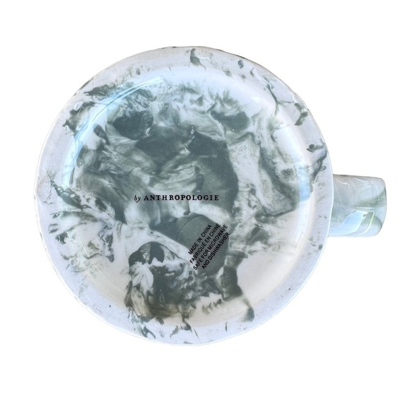Anthropologie Monogram Letter E Marbled Coffee Mug Green White Yellow Heavy NWOT - Picture 5 of 8